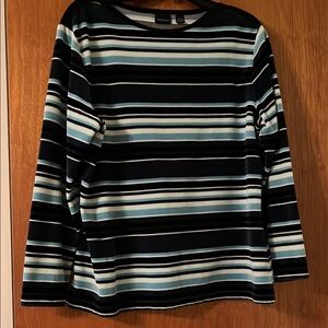 Westbound Black and Blue Striped Top L